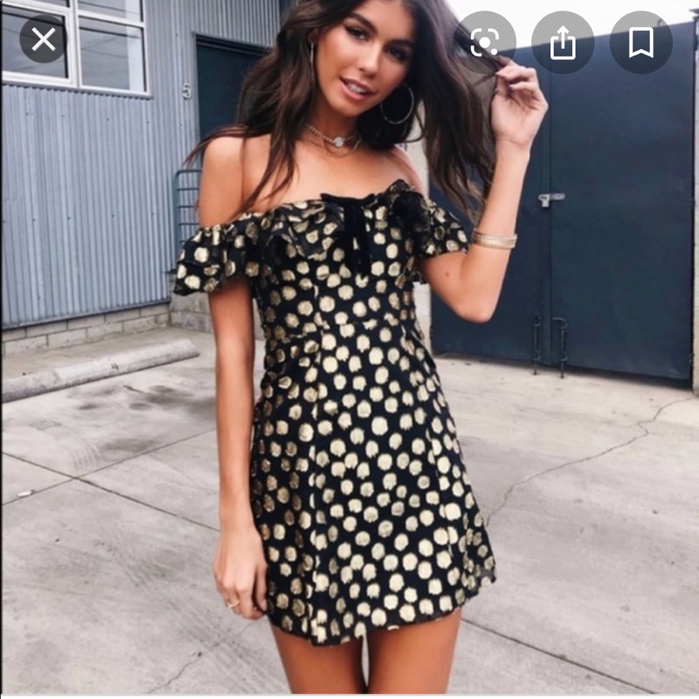 Gold lottie ruffle dress